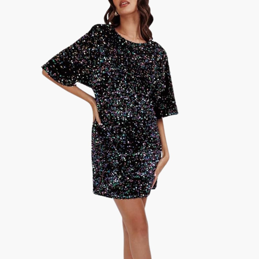 Robe élégante à sequins pour femme avec manches évasées