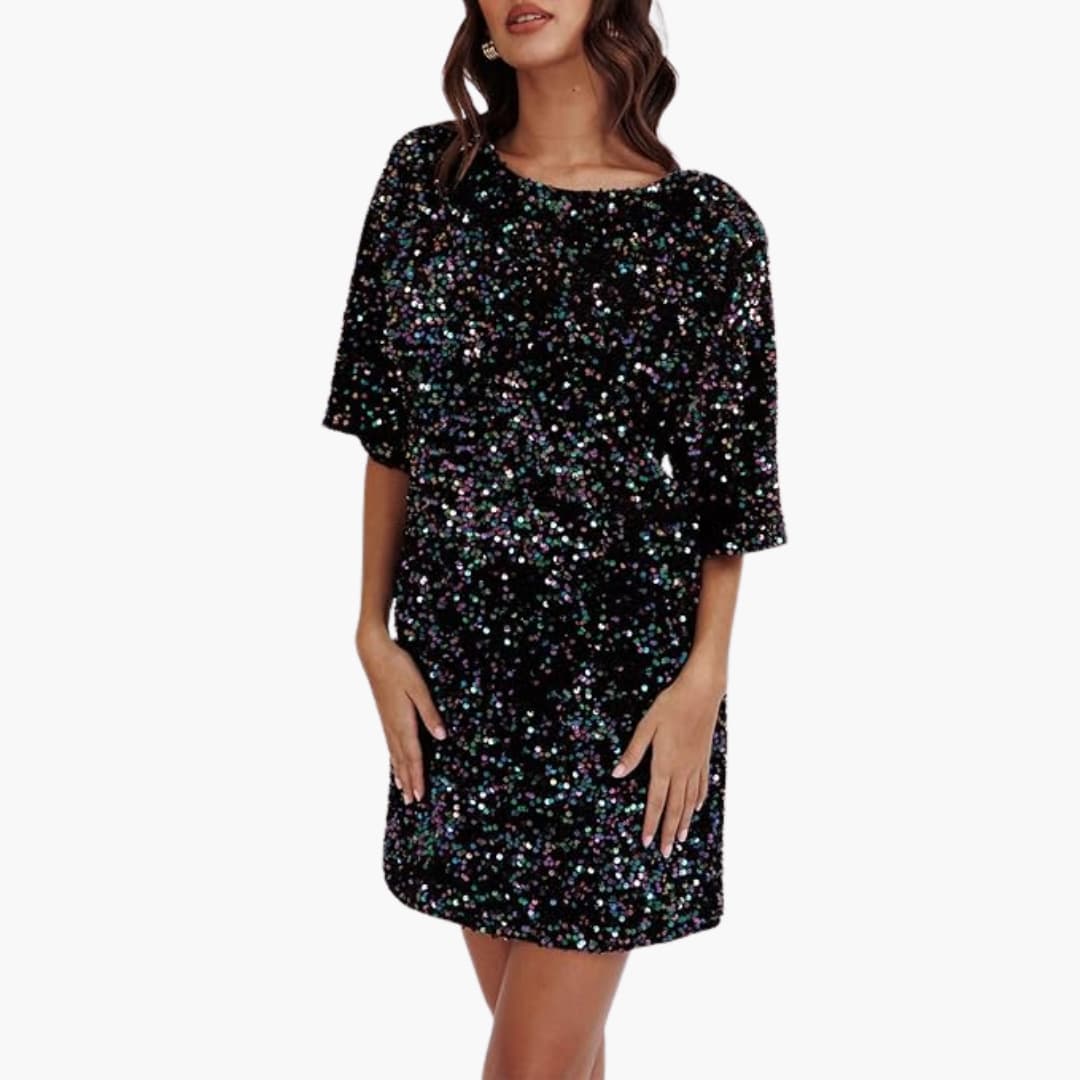 Robe élégante à sequins pour femme avec manches évasées