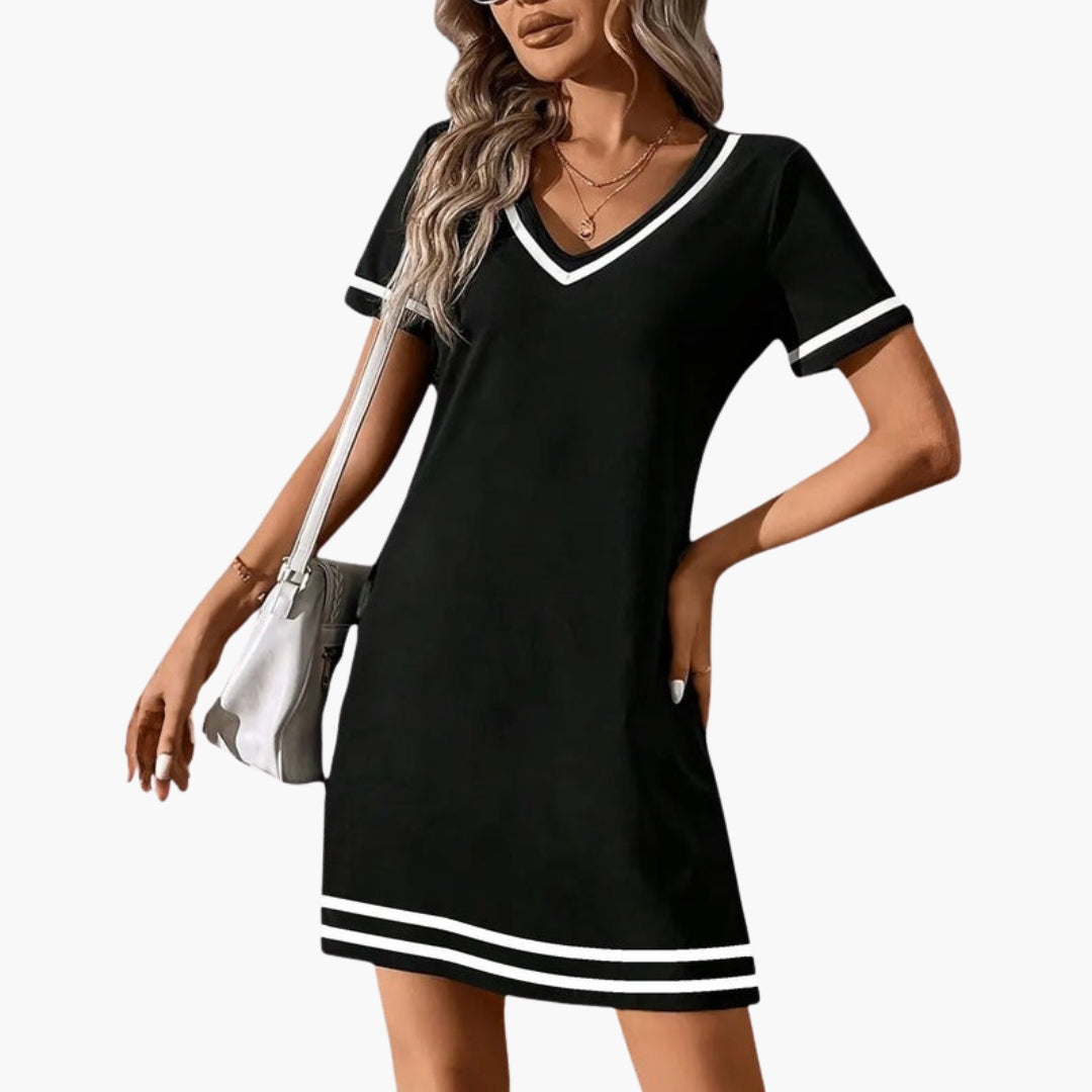 Robe élégante pour femme à manches courtes et col en V