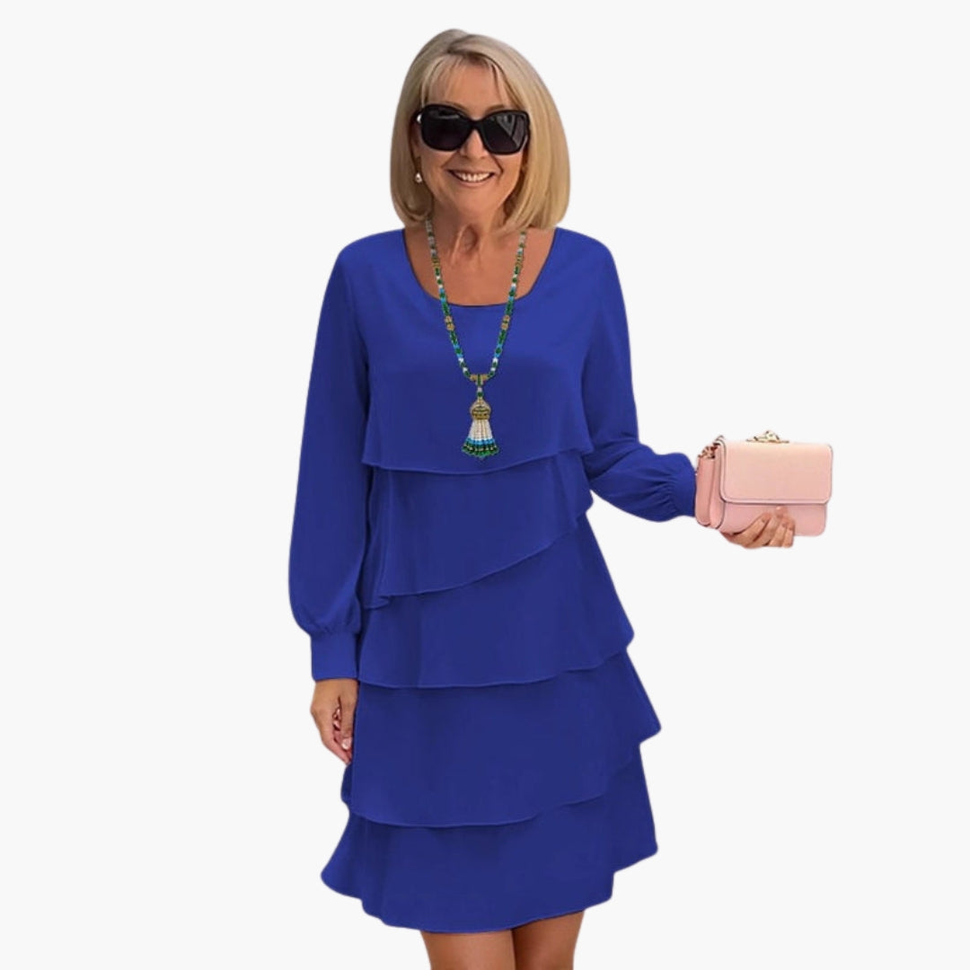 Robe élégante à manches longues et superposées pour femme