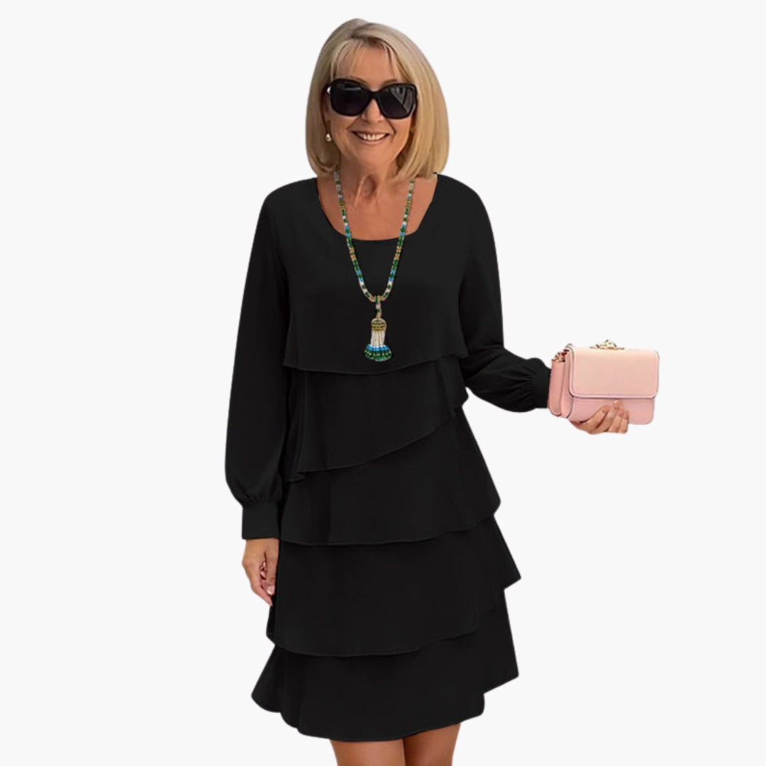 Robe élégante à manches longues et superposées pour femme
