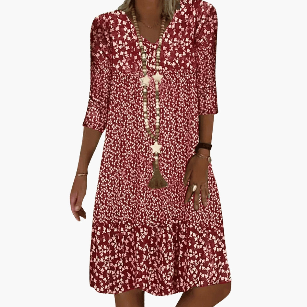 Robe imprimée à manches trois-quarts pour femme