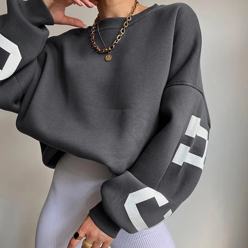 Women's Oversized Graphic Sleeve Sweatshirt