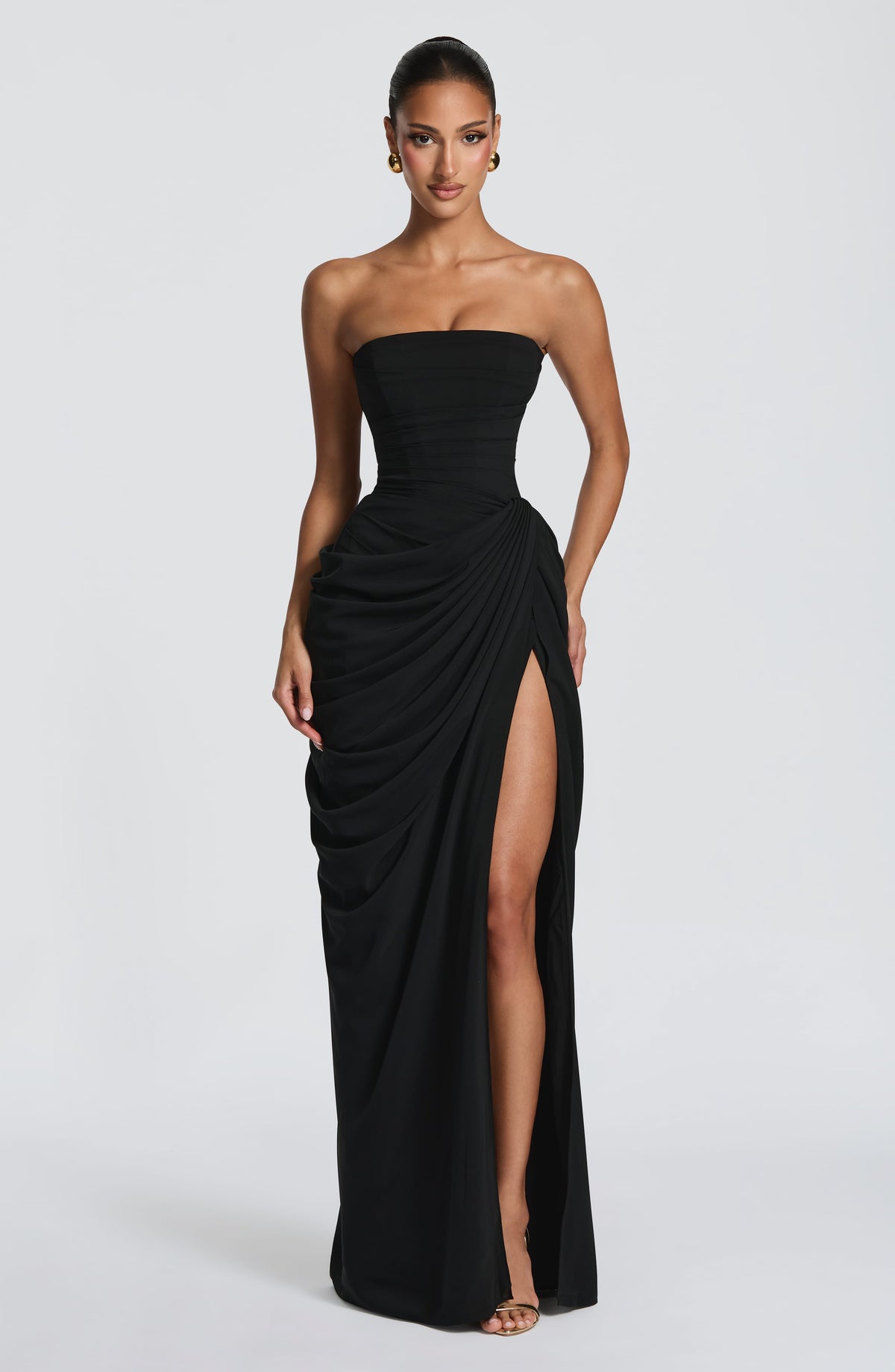 Women's Chiffon Maxi Dress with Corset Bodice