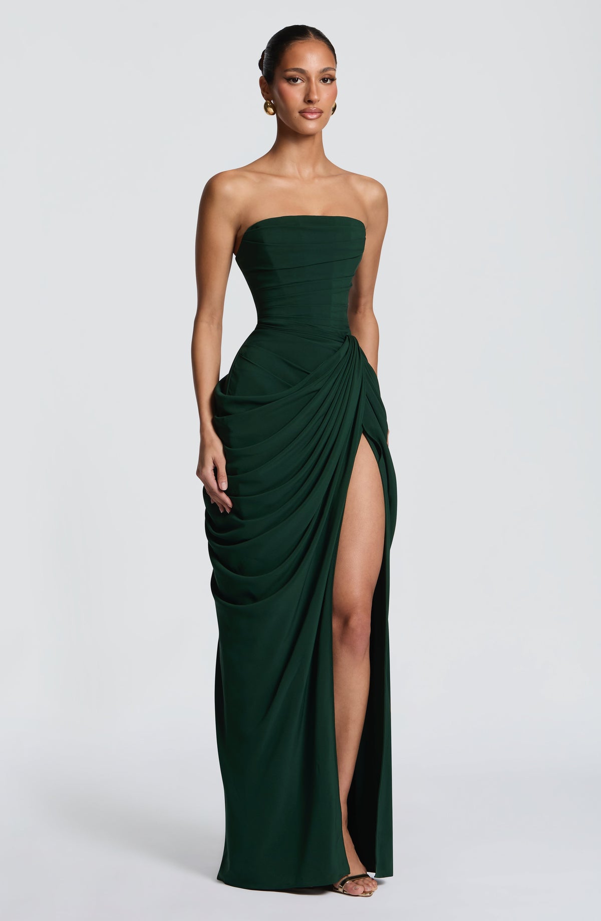 Women's Chiffon Maxi Dress with Corset Bodice