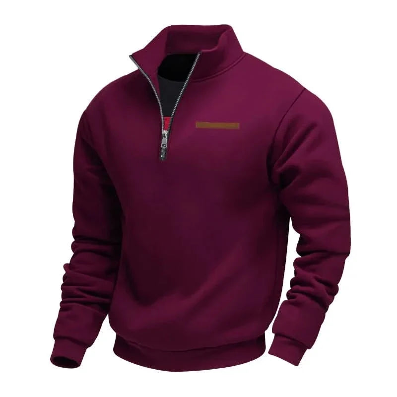 Men's Quarter-Zip Stand Collar Sweater
