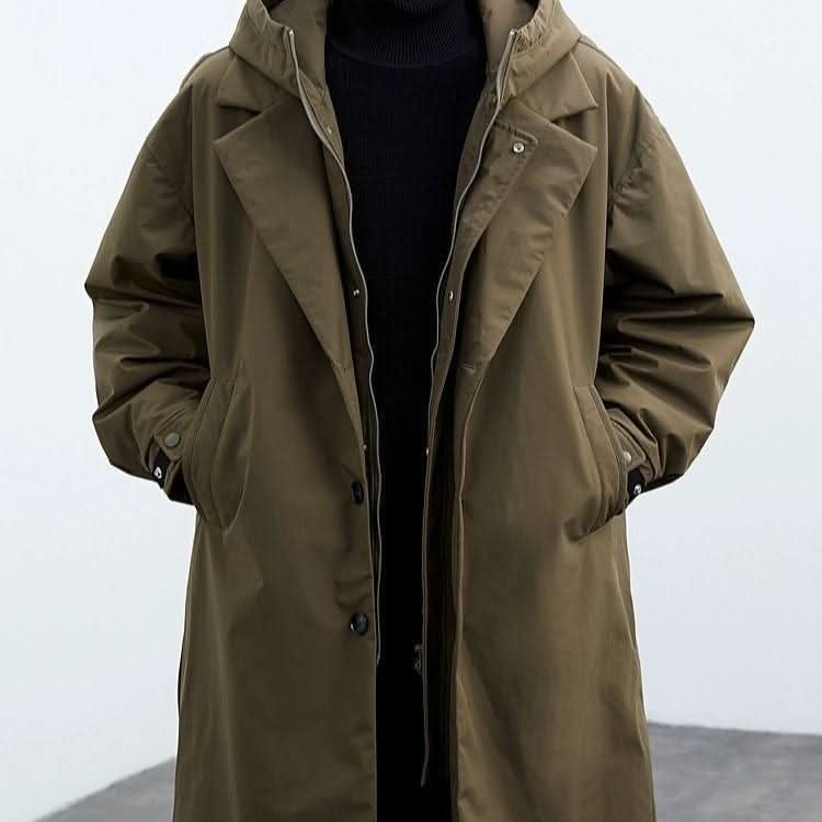 Men's Long Hooded Casual Parka Coat