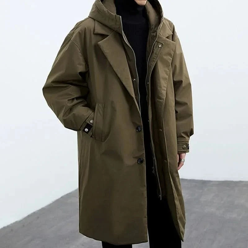 Men's Long Hooded Casual Parka Coat