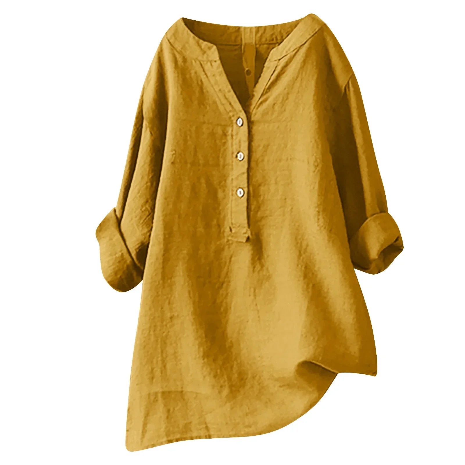 Blouse décontractée pour femme à col en V avec boutons