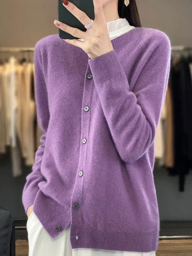 Women's Classic Button Front Ribbed Cardigan