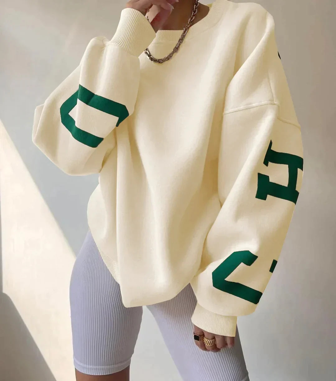 Women's Oversized Graphic Sleeve Sweatshirt
