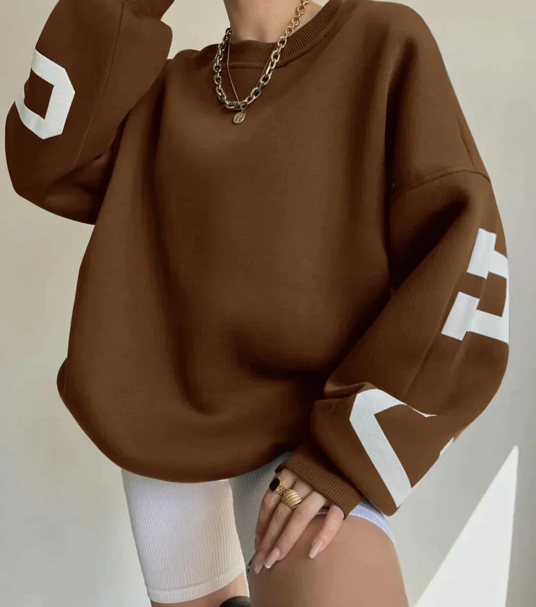 Women's Oversized Graphic Sleeve Sweatshirt
