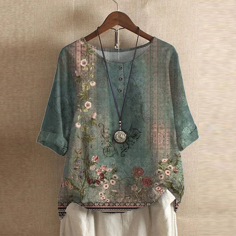 Blouse Florale Rétro Anya pour Femme - Style Vintage