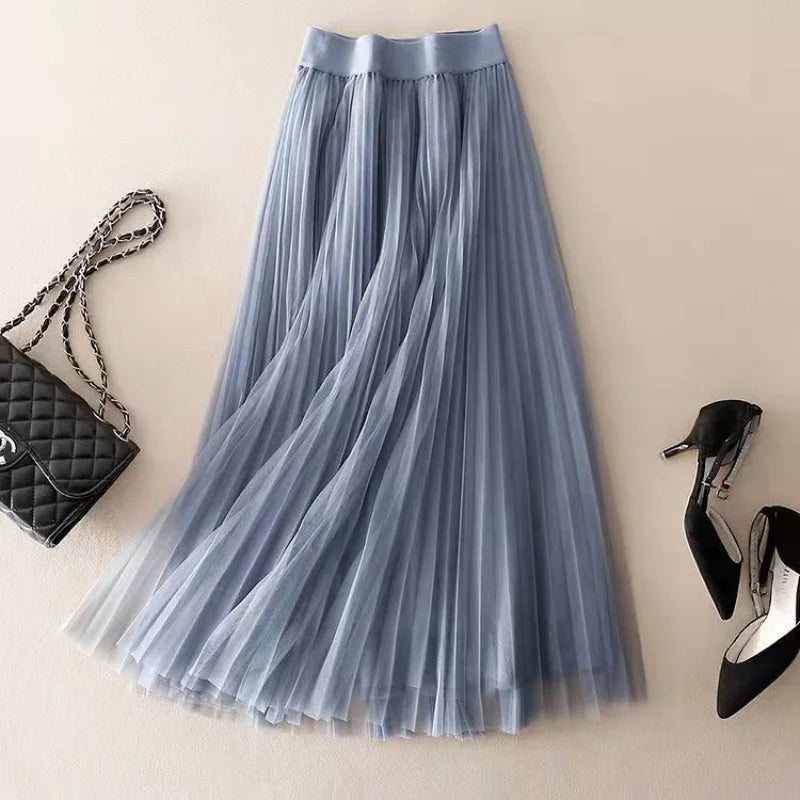 Jupe midi plissée pour femme avec silhouette taille haute