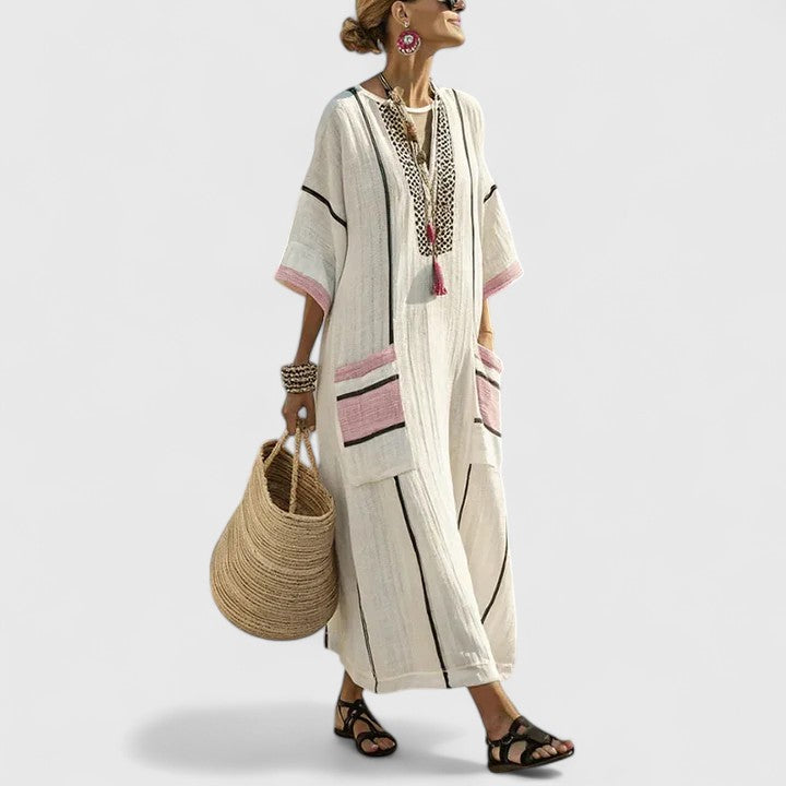 Women's Bohemian Maxi Dress with Pockets