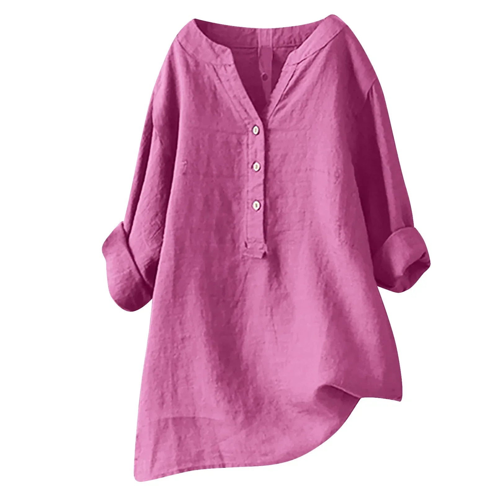 Blouse décontractée pour femme à col en V avec boutons