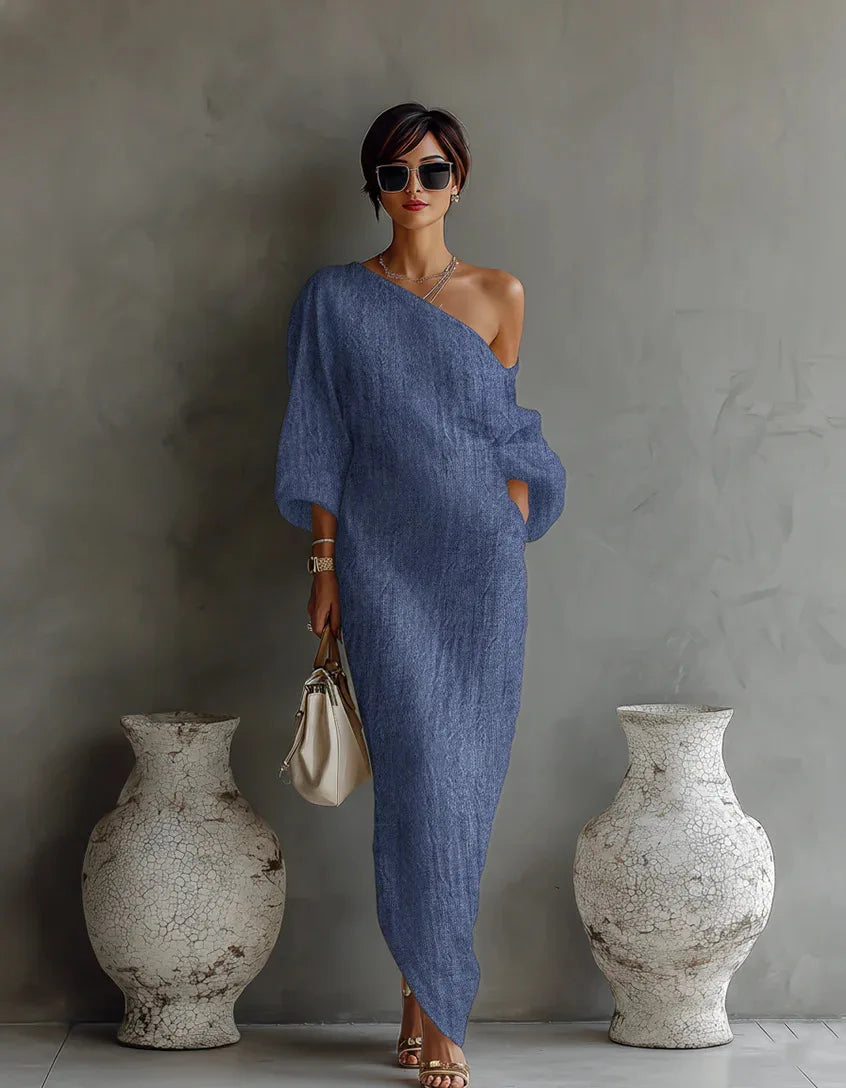 Women's One Shoulder Asymmetrical Maxi Dress