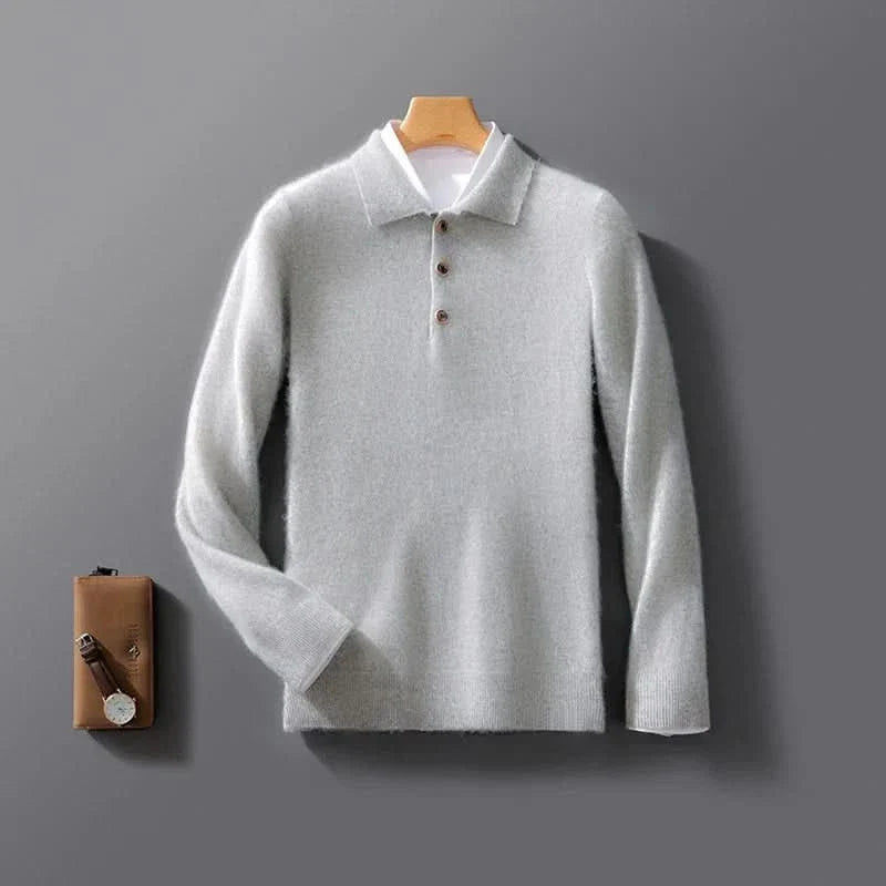 Pull en maille polo à manches longues pour homme
