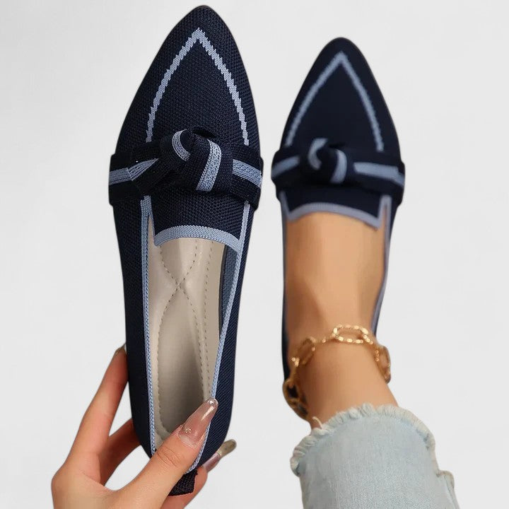 Γυναικείες μπαλαρίνες slip-on με μυτερή μύτη και φιόγκο