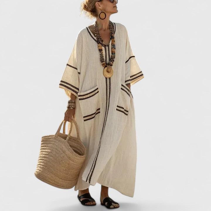 Women's Bohemian Maxi Dress with Pockets