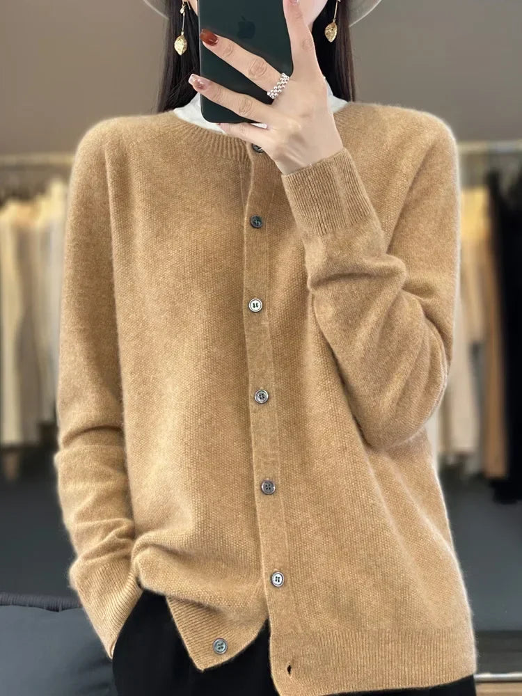 Women's Classic Button Front Ribbed Cardigan
