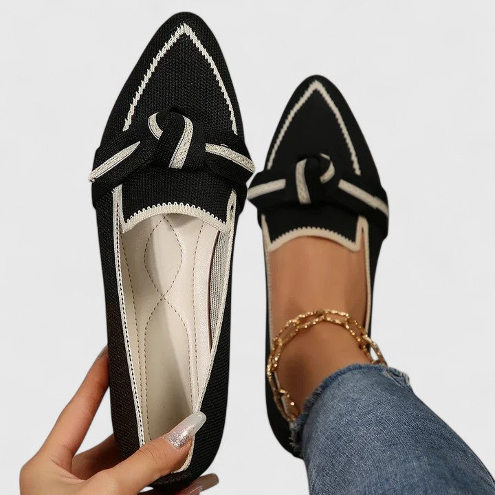 Γυναικείες μπαλαρίνες slip-on με μυτερή μύτη και φιόγκο