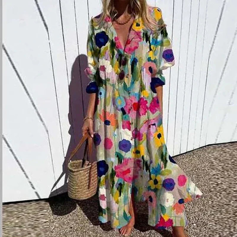 Robe maxi imprimée ample tenue de plage femme