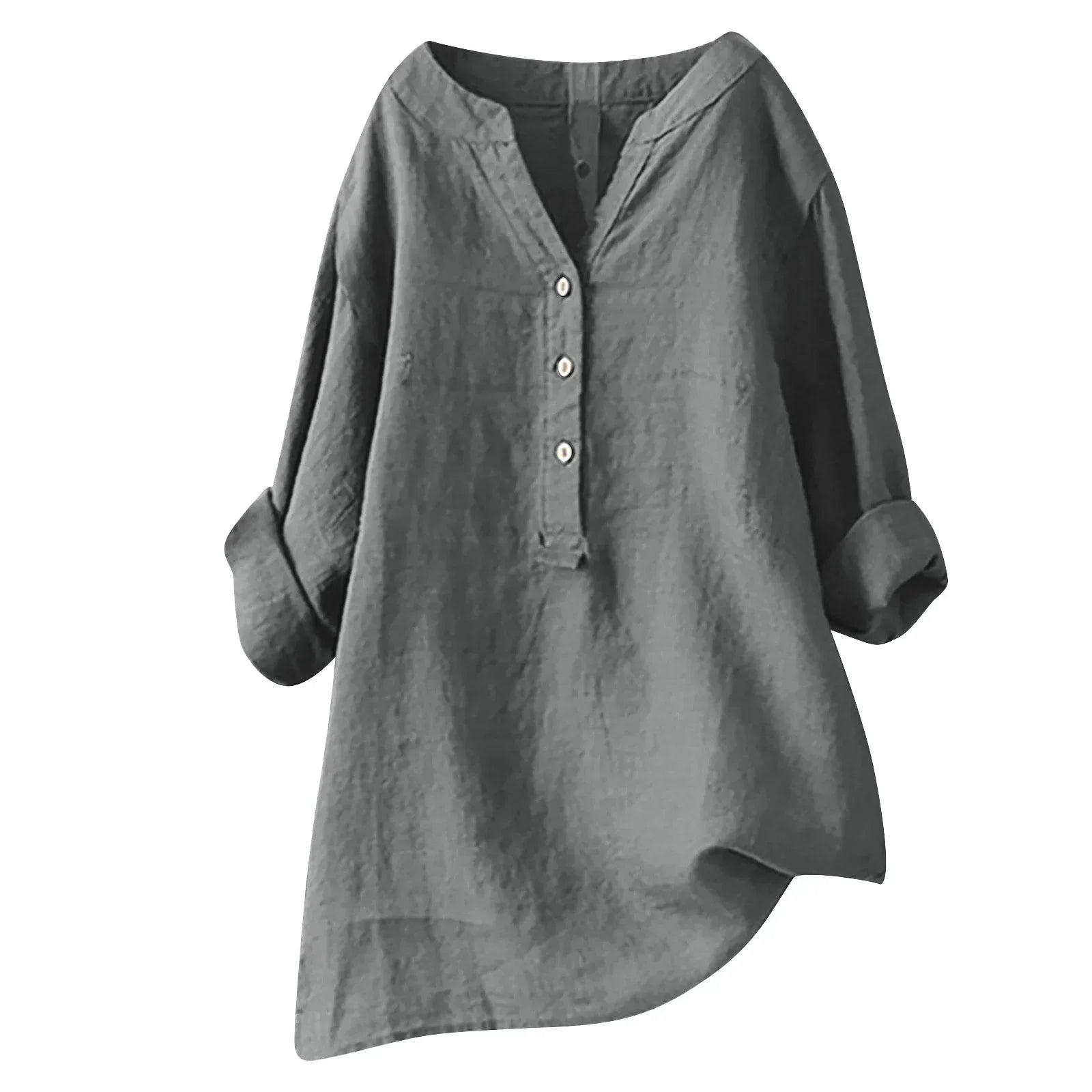 Blouse décontractée pour femme à col en V avec boutons