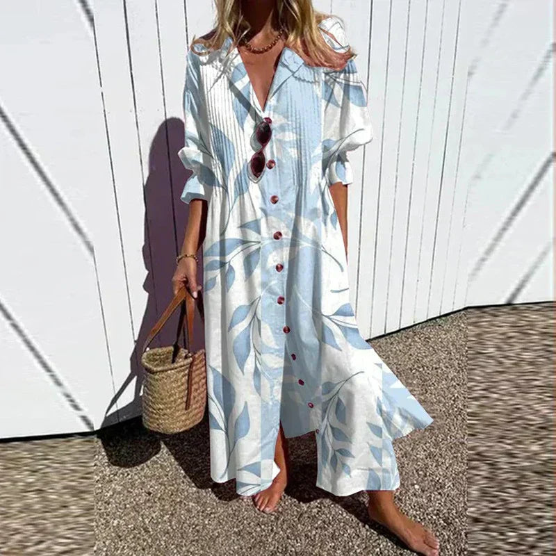 Women’s Colorful Floral Print Flowing Maxi Dress