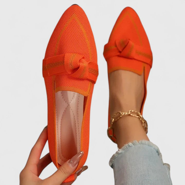 Γυναικείες μπαλαρίνες slip-on με μυτερή μύτη και φιόγκο