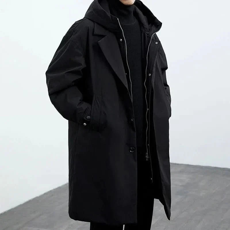 Men's Long Hooded Casual Parka Coat