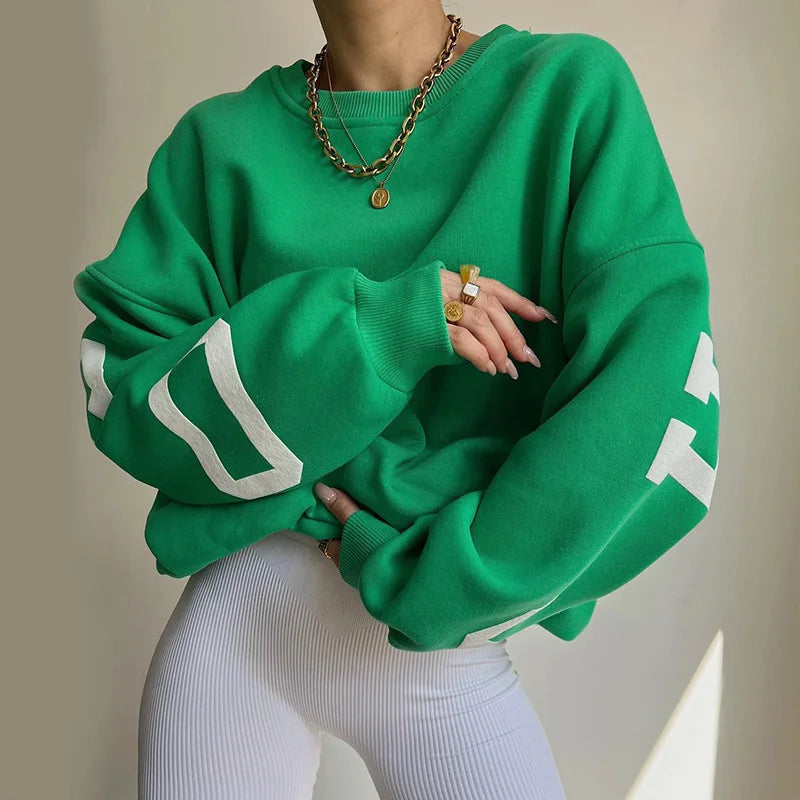 Women's Oversized Graphic Sleeve Sweatshirt