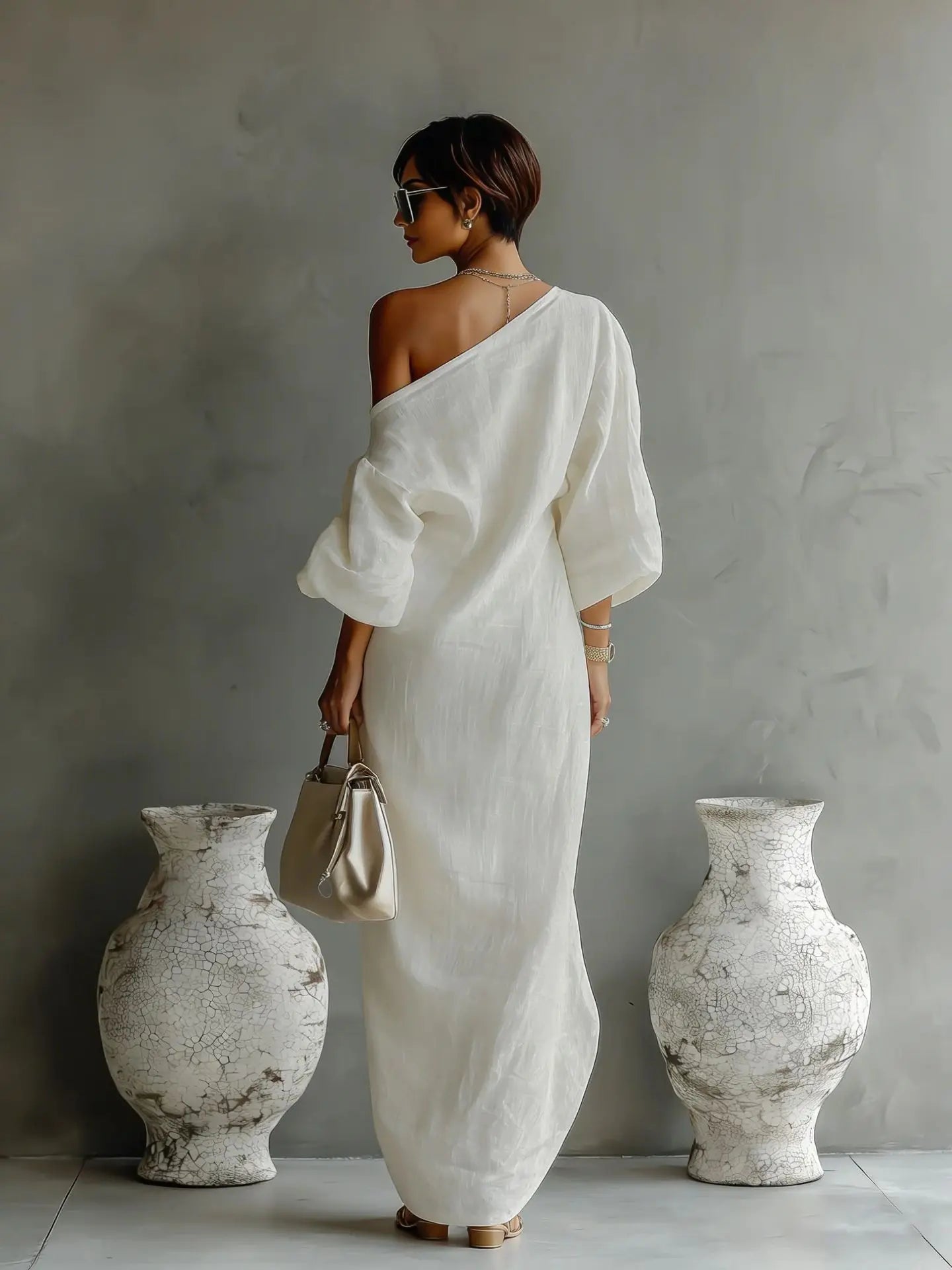 Women's One Shoulder Asymmetrical Maxi Dress