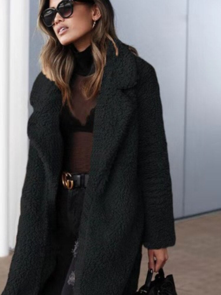 Cappotto lungo in pile Teddy da donna