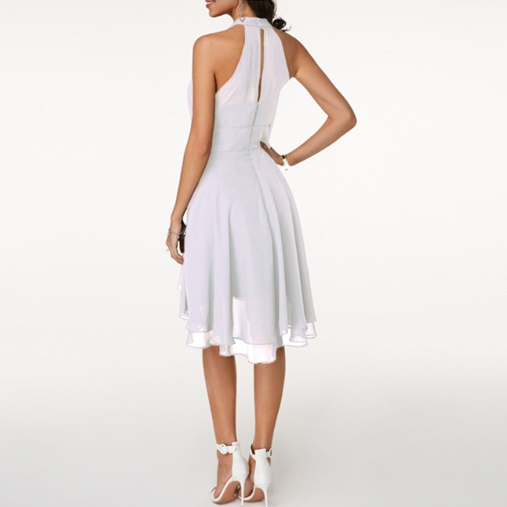 Women's Halter Mini Dress with Fluid Drape