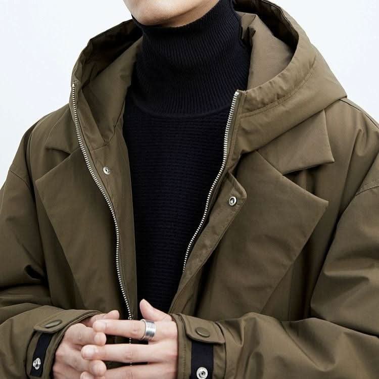 Men's Long Hooded Casual Parka Coat