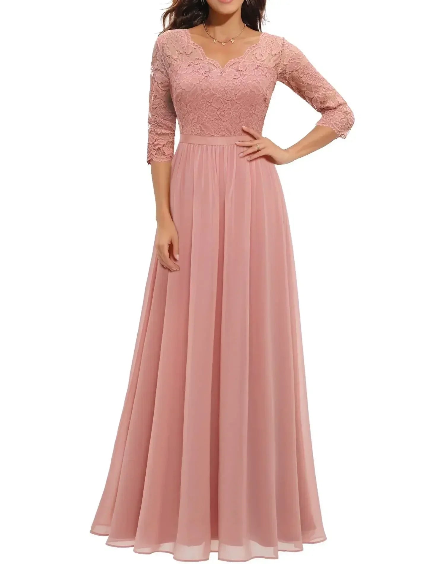 Robe longue élégante en dentelle pour femme