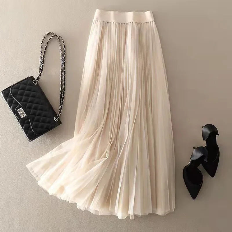 Jupe midi plissée pour femme avec silhouette taille haute