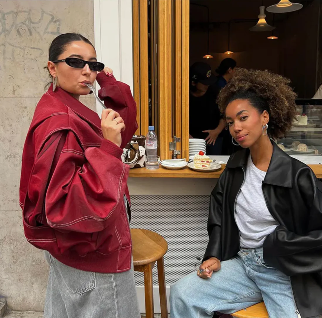 Γυναικείο κόκκινο oversized μπουφάν bomber