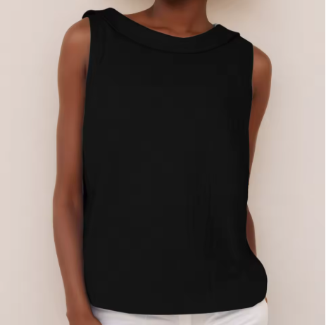 Women's Sleeveless Casual Blouse with Round Neck