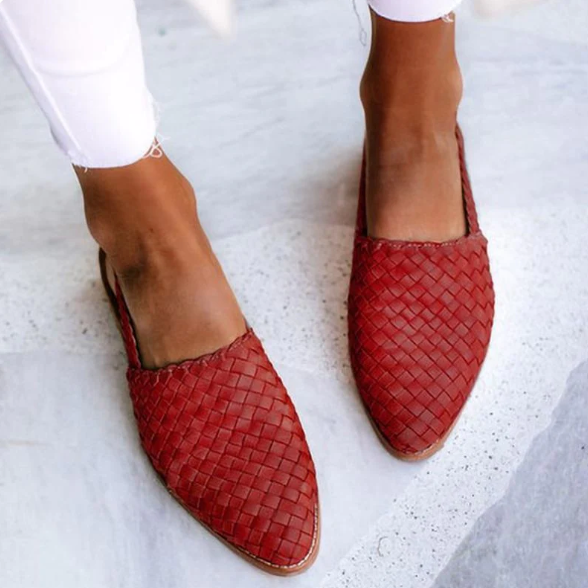 Woven Slingback Flats Pointed Toe Breathable Slip-On Everyday Chic Shoes