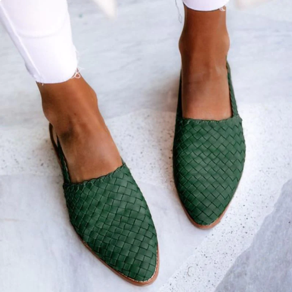 Woven Slingback Flats Pointed Toe Breathable Slip-On Everyday Chic Shoes