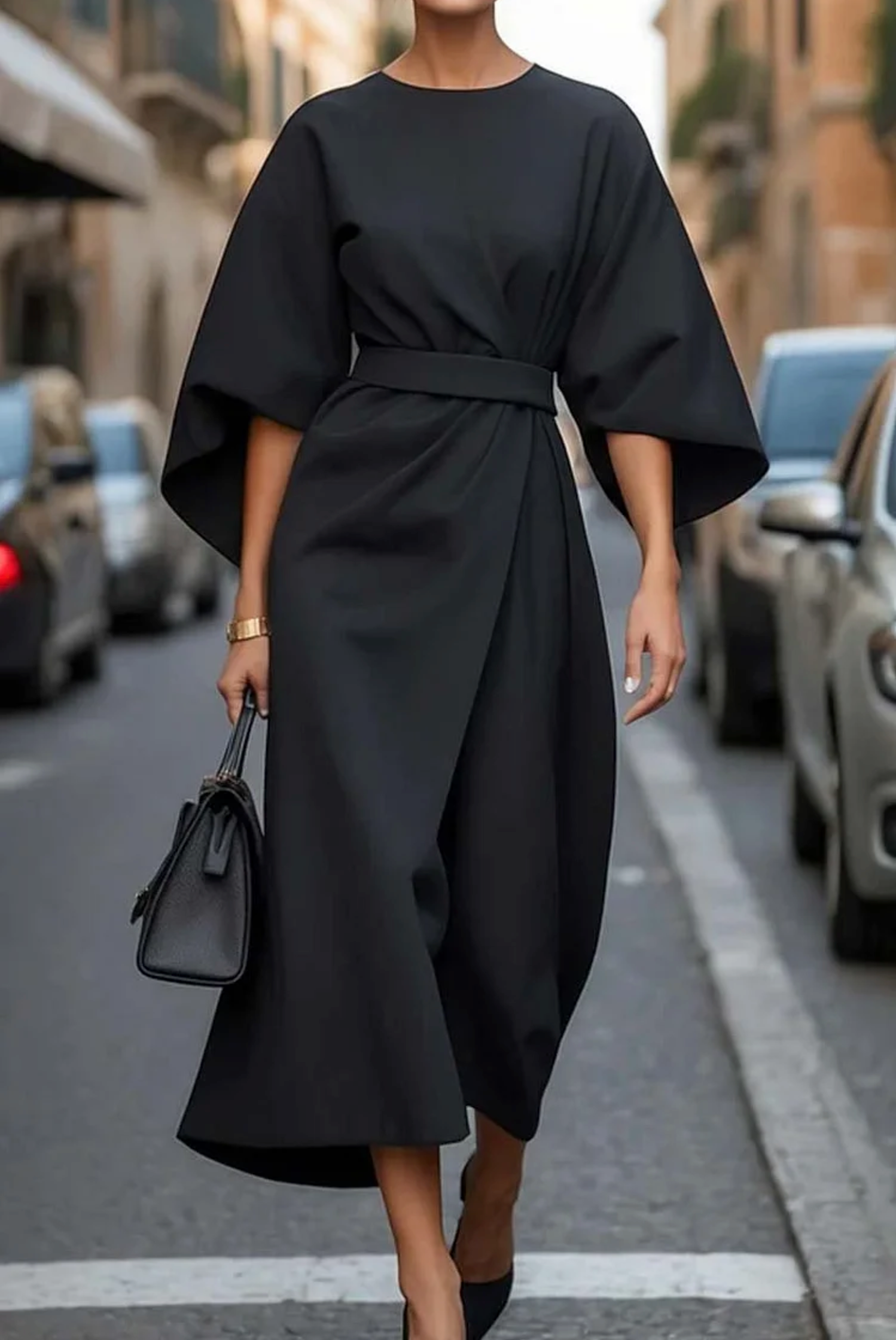 Robe midi fluide Élégant look style urbain