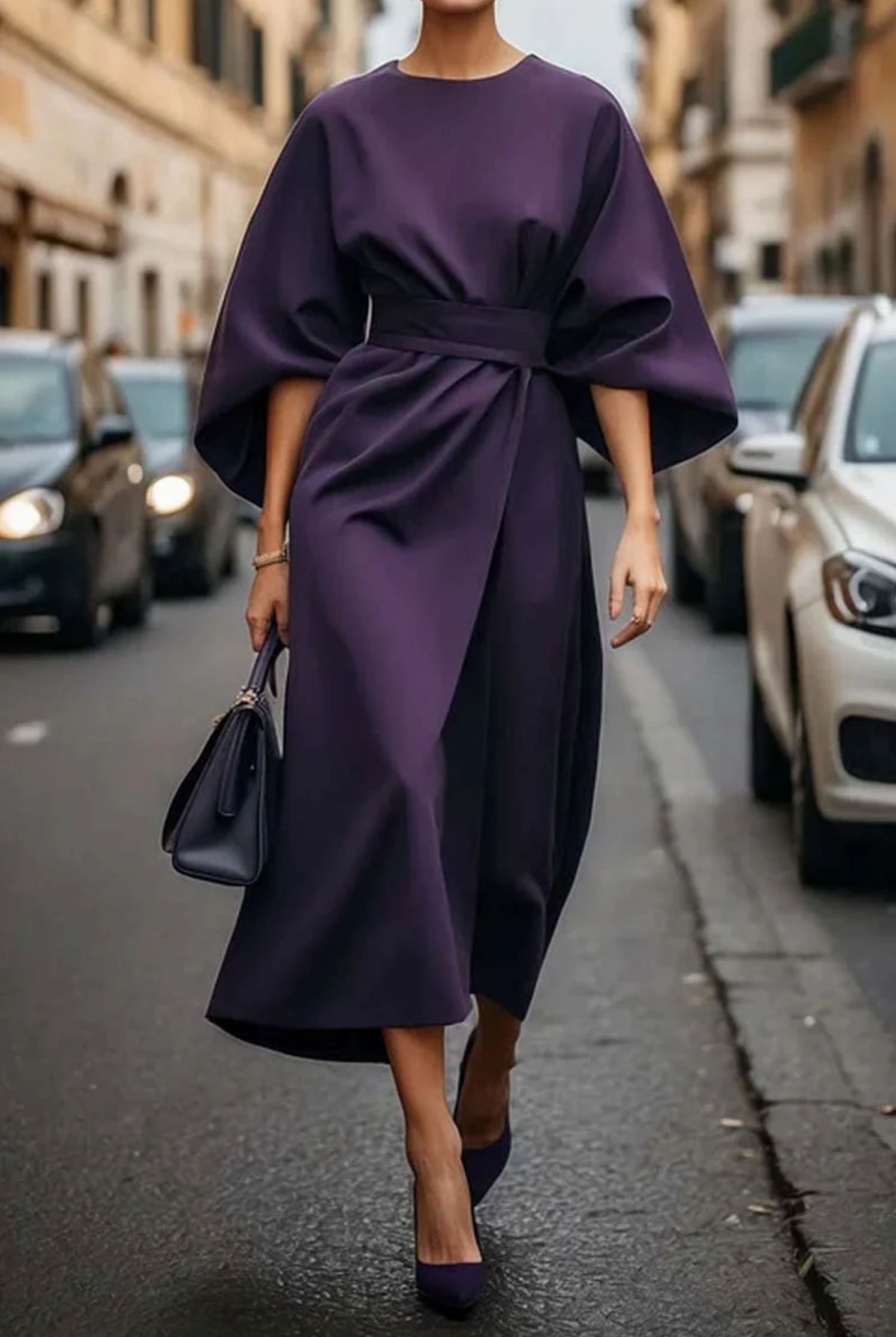 Robe midi fluide Élégant look style urbain