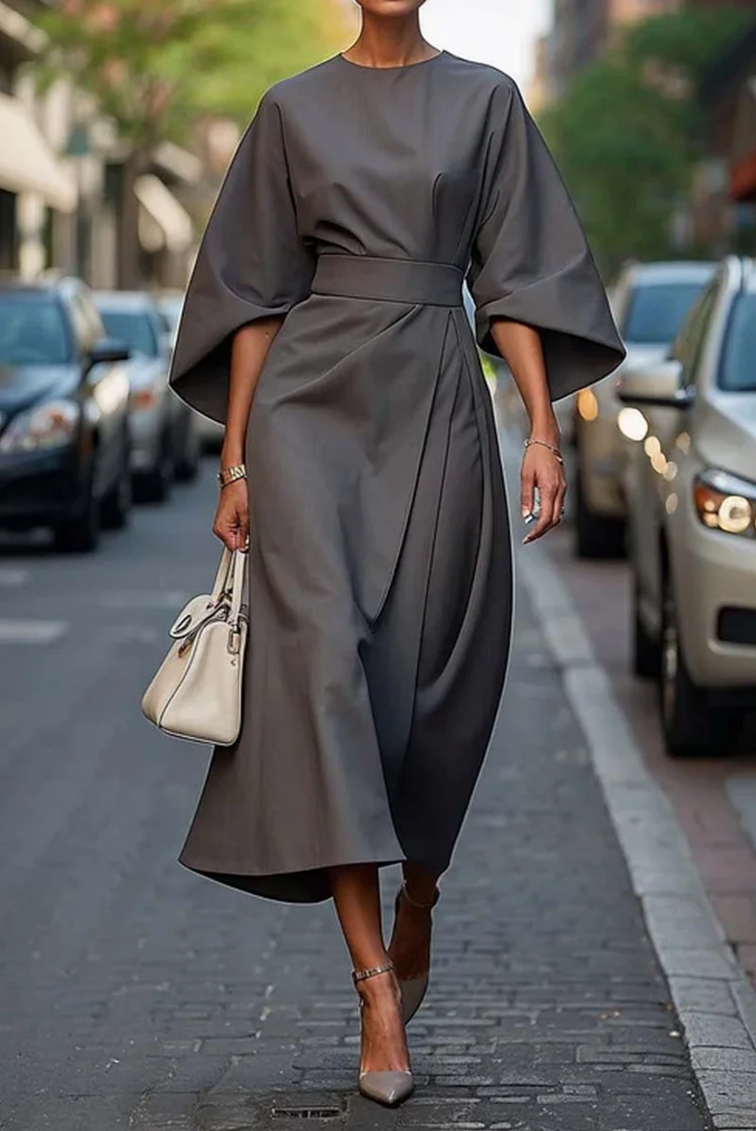 Robe midi fluide Élégant look style urbain