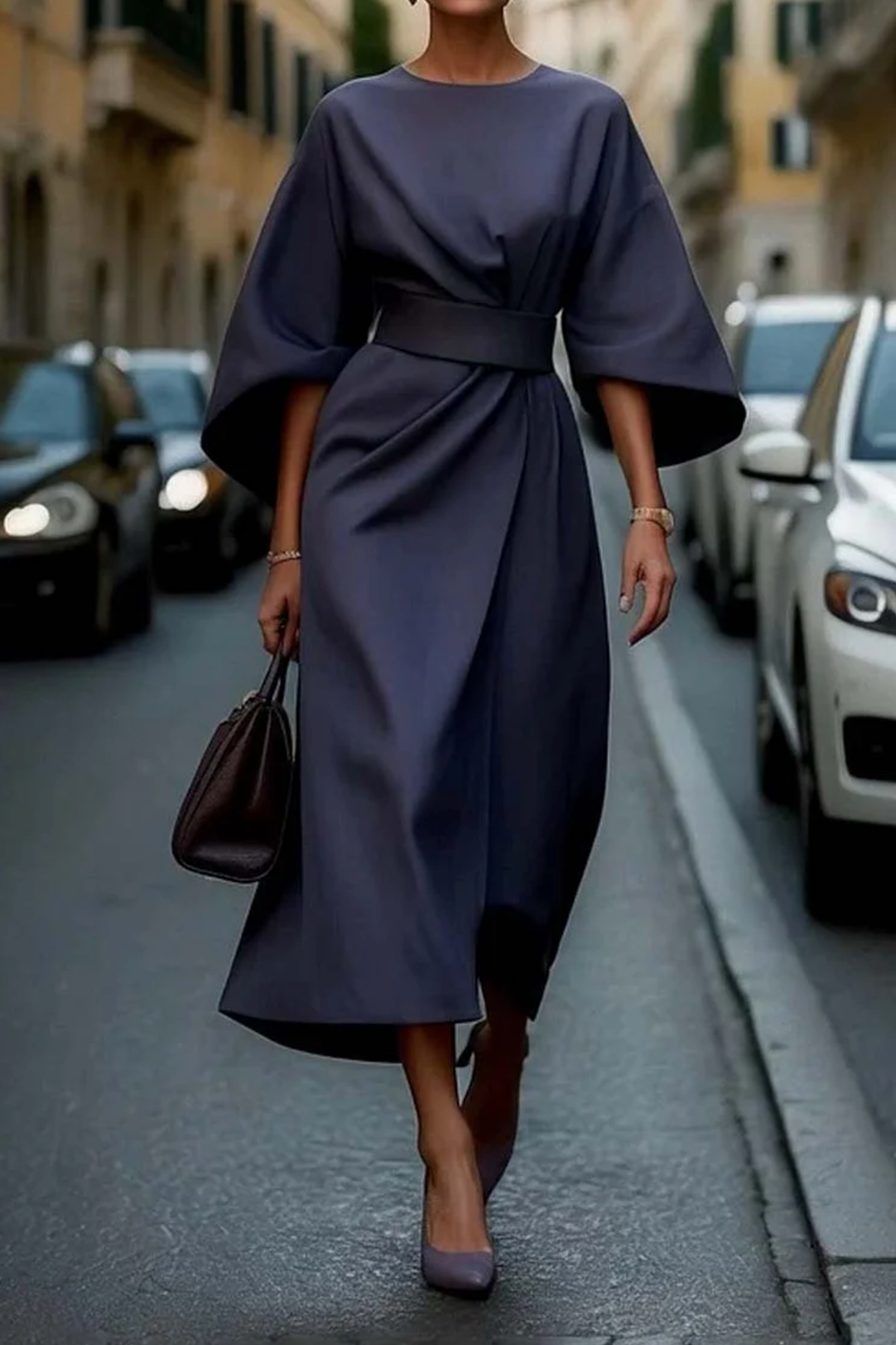 Robe midi fluide Élégant look style urbain