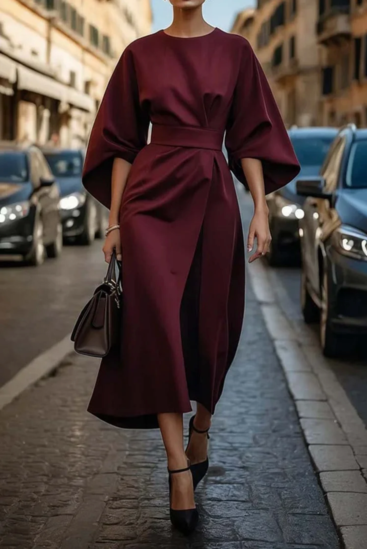 Robe midi fluide Élégant look style urbain