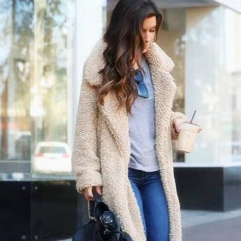 Cappotto lungo in pile Teddy da donna