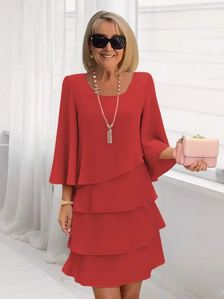 Women's Elegant Layered Ruffle Mini Dress