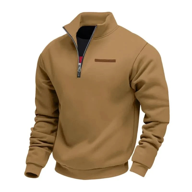 Men's Quarter-Zip Stand Collar Sweater